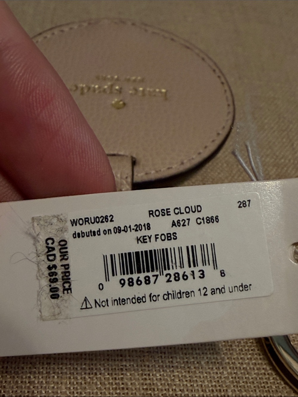 kate spade Blush Pink Pebbled Leather Round Mirror/Key Chain - Picture 6 of 8